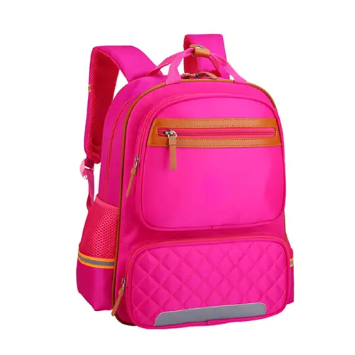 Quilted Multi-Pocket Backpack with Reflective Strip and Customizable Logo